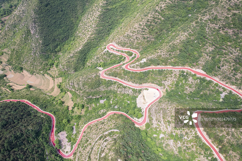 中国山西省长治平顺南太行 天航天路 岳家寨航拍视角图片素材