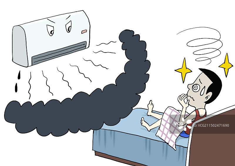 不及时清洗空调导致病菌侵入呼吸道图片素材