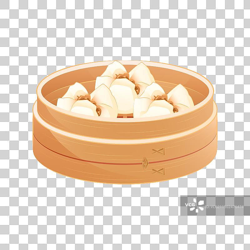 一笼叉烧包插画元素图片素材