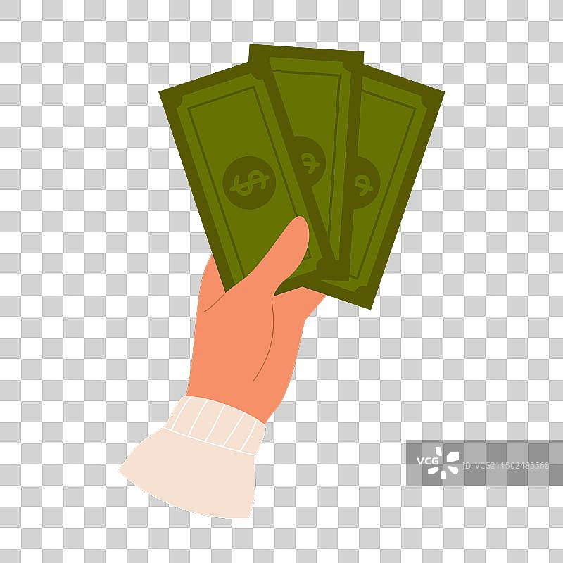 手拿绿色纸币图片素材