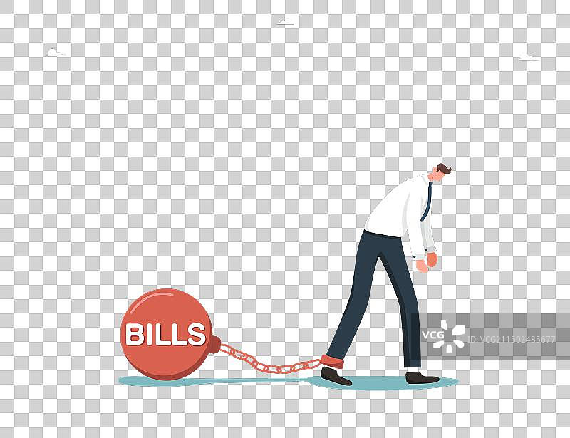 男子被账单锁链束缚图片素材
