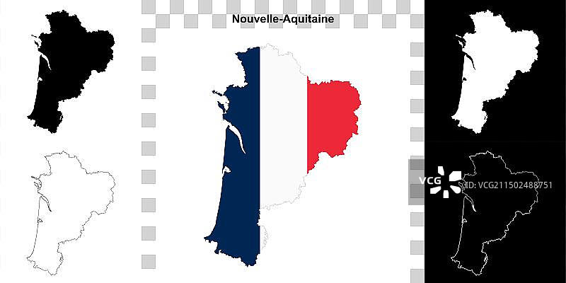 新阿基坦大区轮廓地图图片素材