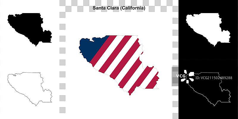 圣克拉拉轮廓地图图片素材