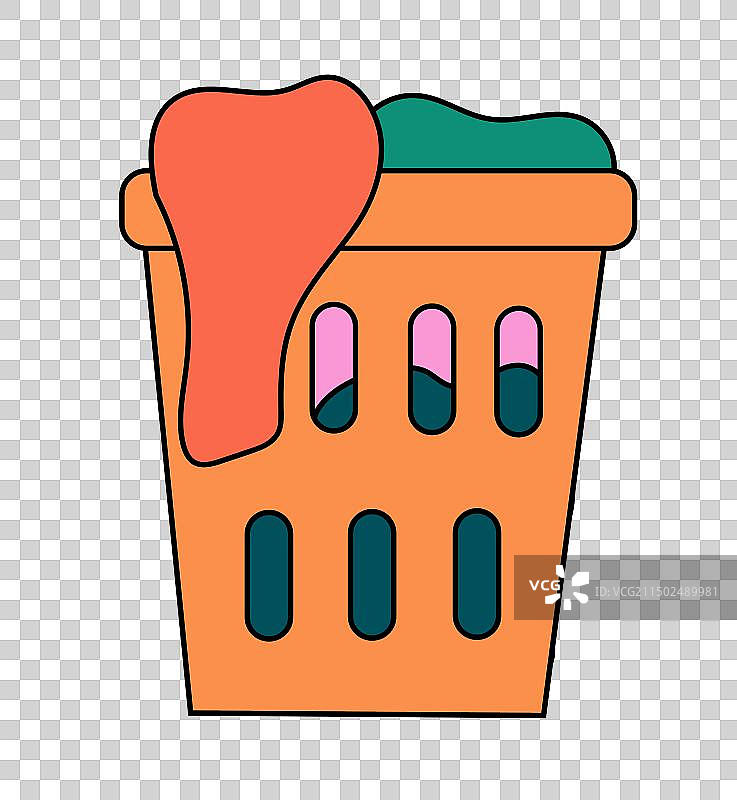 装有衣服的清洁洗衣篮元素图片素材