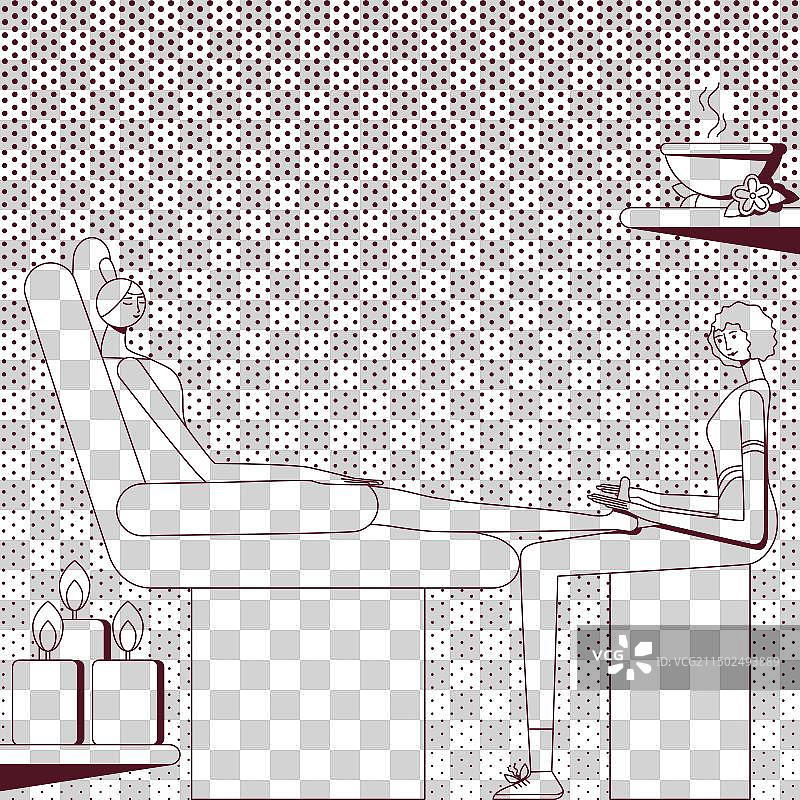 复古风格足部按摩技巧图片素材