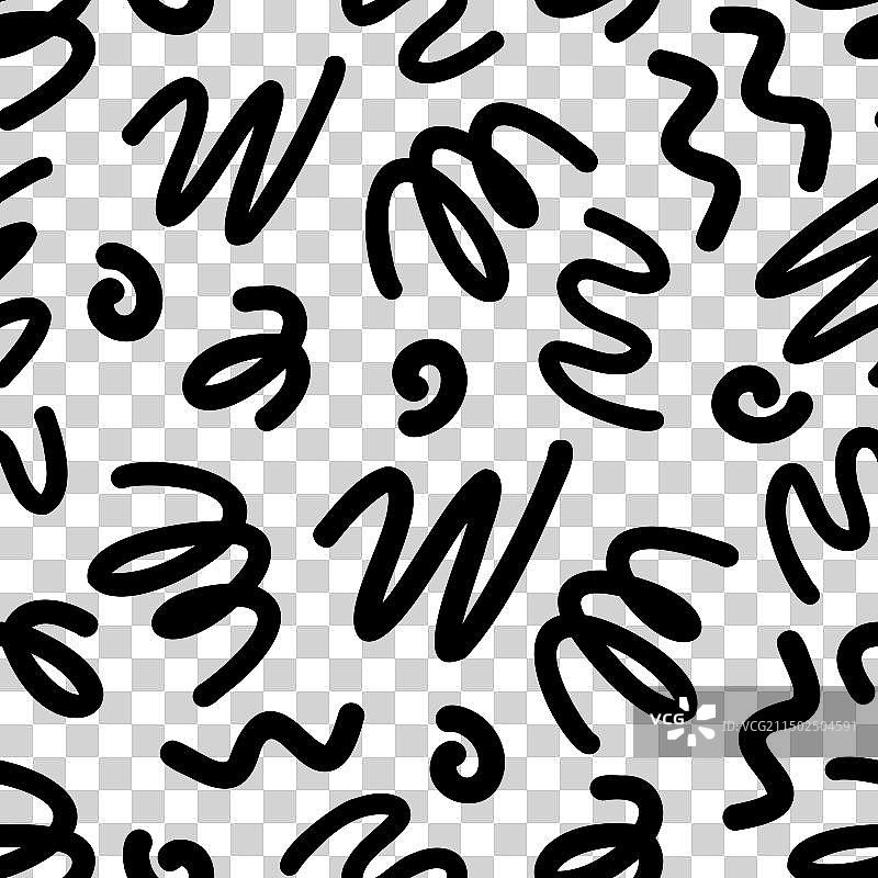 白色背景上的黑色90年代涂鸦图片素材