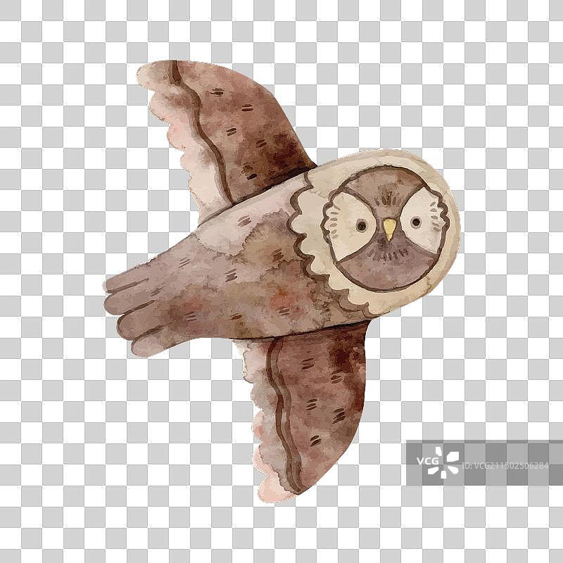 棕色儿童猫头鹰毛绒玩具图片素材