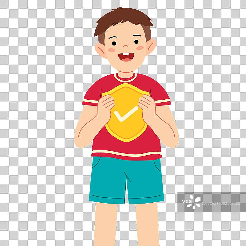 拿着盾牌的男孩 保险图片素材