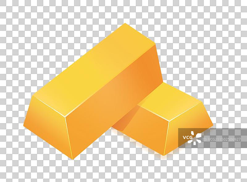 一根金黄色金条倾斜放在金条堆上写实立体渐变插画元素图片素材