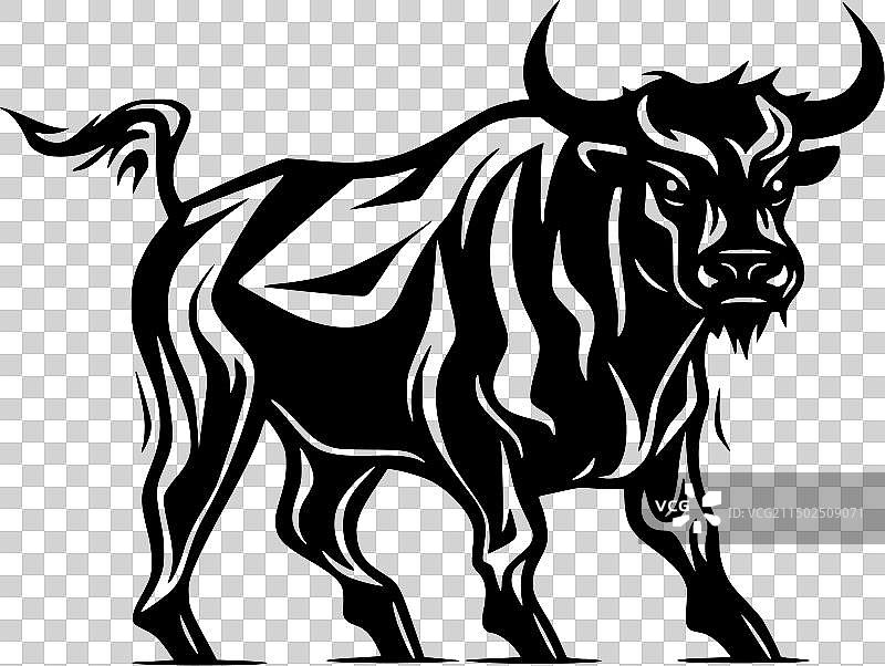 黑白公牛隔离图标图片素材