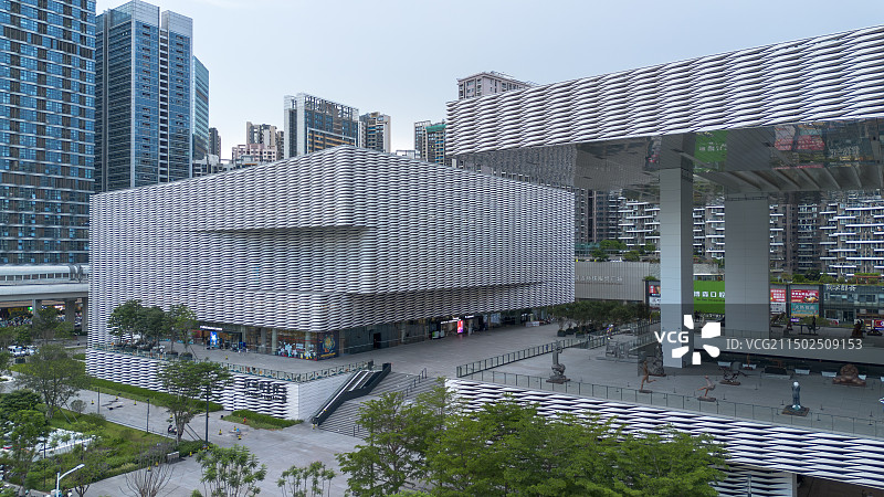 深圳美术馆高空航拍图片素材