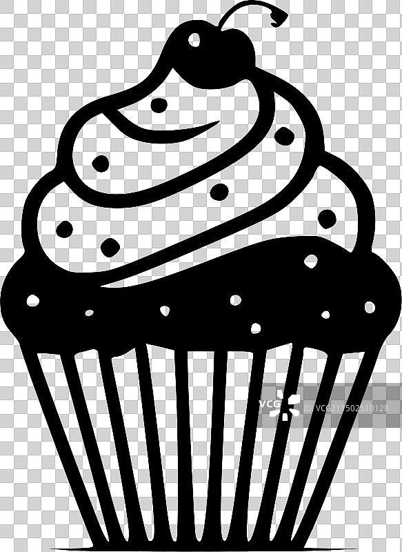 纸杯蛋糕黑白隔离图标图片素材