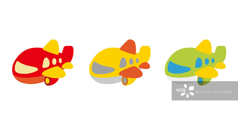 不同配色的可爱卡通小飞机矢量插画图片素材