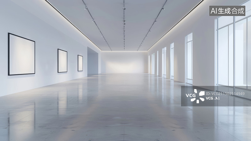 【AI数字艺术】空旷的室内展厅图片素材