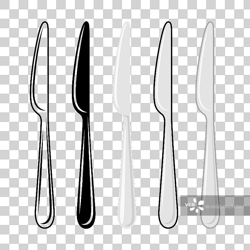 扁平风格餐刀描边图标集图片素材