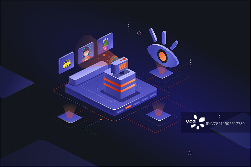 人工智能计算机立体插画图片素材