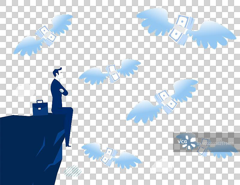 商人观看飞行时陷入沉思图片素材