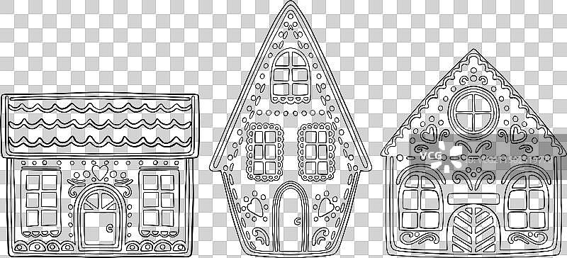 姜饼屋轮廓素描图片素材