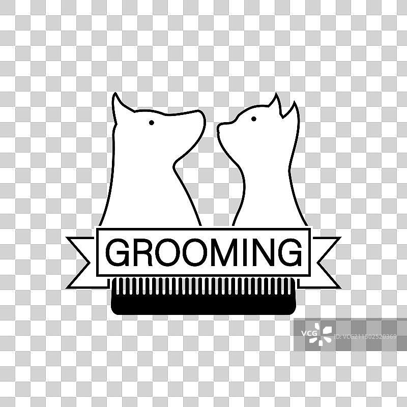 宠物美容店logo（猫、狗和梳子）图片素材