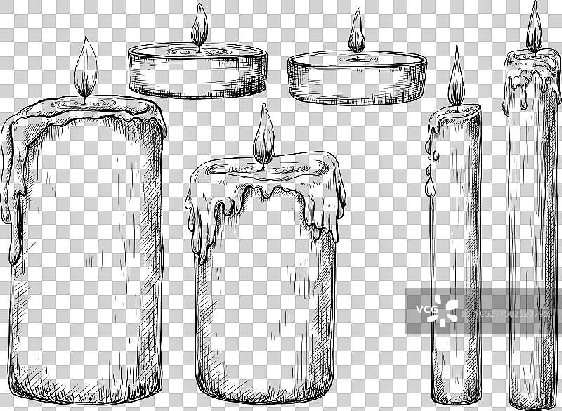 一组蜡烛素描图片素材