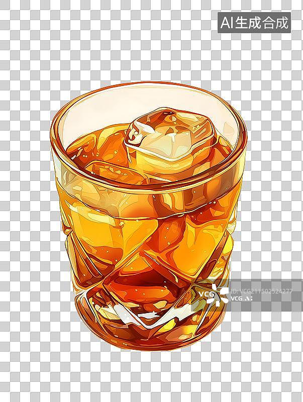 【AI数字艺术】一杯冰块威士忌图片素材