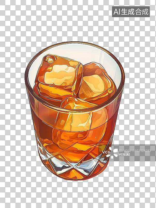 【AI数字艺术】一杯冰块威士忌图片素材