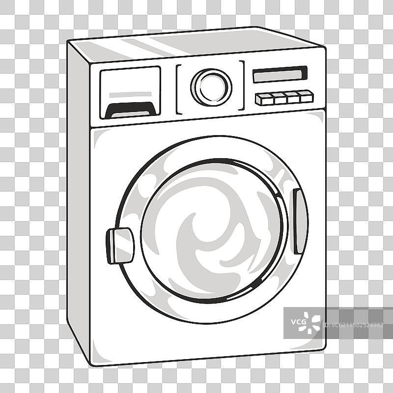 复古单色洗衣机贴纸图片素材