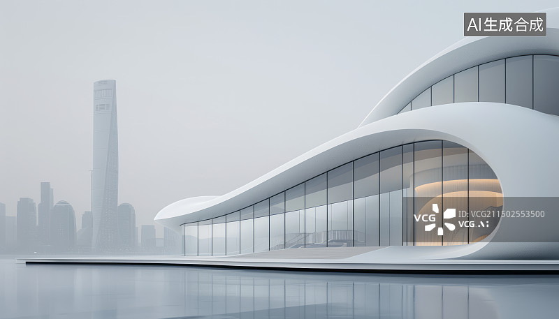 【AI数字艺术】现代建筑空间与汽车广告背景图图片素材