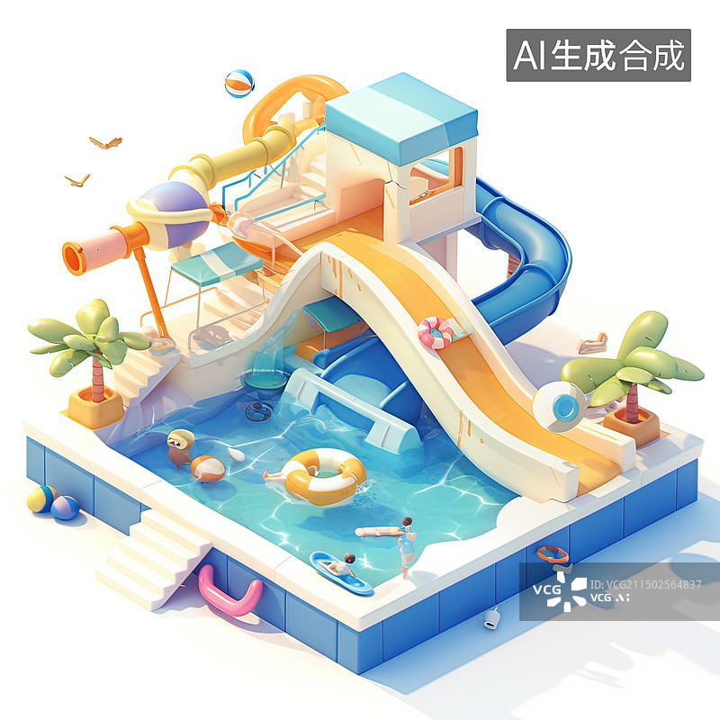 【AI数字艺术】一座水上乐园图片素材