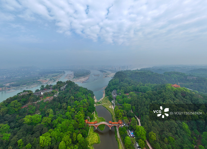 四川省乐山市世界文化自然遗产乐山大佛航拍图片素材