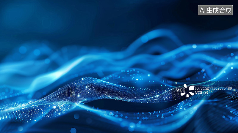 【AI数字艺术】蓝色曲线虚拟数据背景图片素材