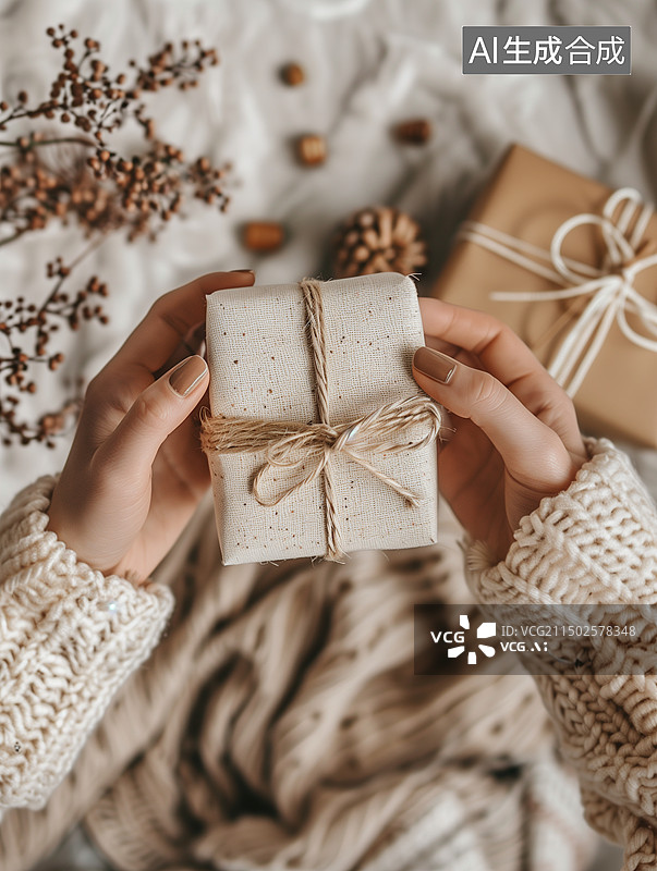 【AI数字艺术】双手接过礼物的女性图片素材