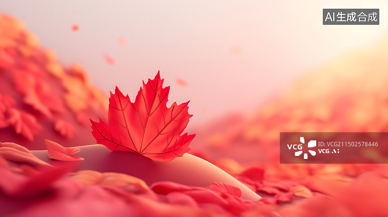 【AI数字艺术】3d 卡通 枫叶 枫树林 秋天 风景 插画 背景图片素材