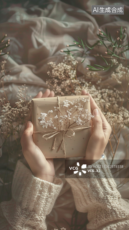 【AI数字艺术】双手接过礼物的女性图片素材
