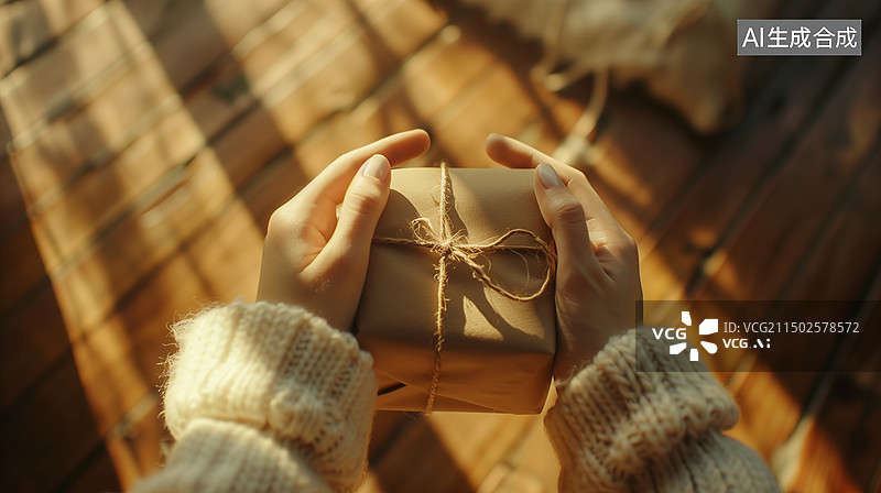 【AI数字艺术】双手接过礼物的女性图片素材