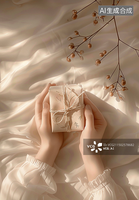 【AI数字艺术】双手接过礼物的女性图片素材