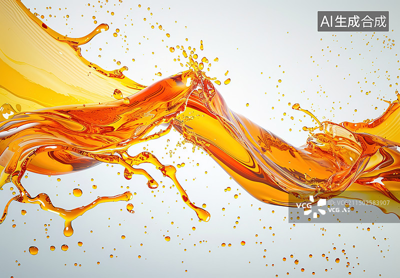 【AI数字艺术】白色背景上的彩色液体特写镜头图片素材