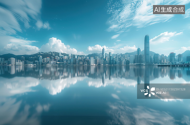 【AI数字艺术】城市天际线建筑金融区图片素材