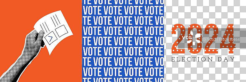 选举日方形banner，美国2024年投票图片素材