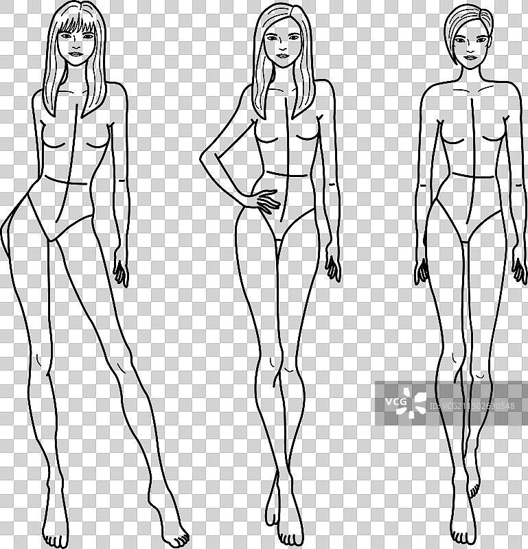 身材苗条的模特发型素描图片素材