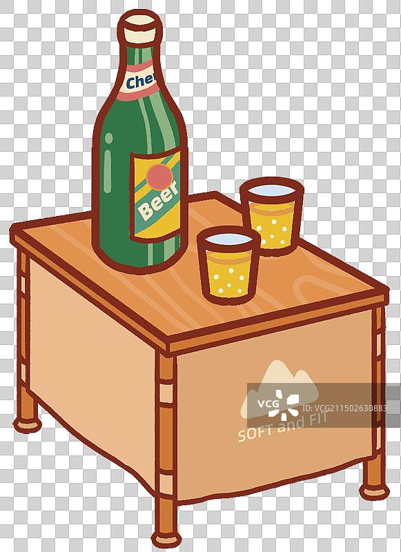 折叠木桌和啤酒图片素材