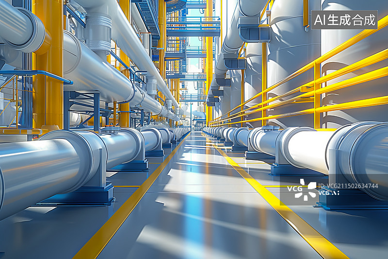 【AI数字艺术】石油天燃气输送管道，化工厂炼油厂设备图片素材