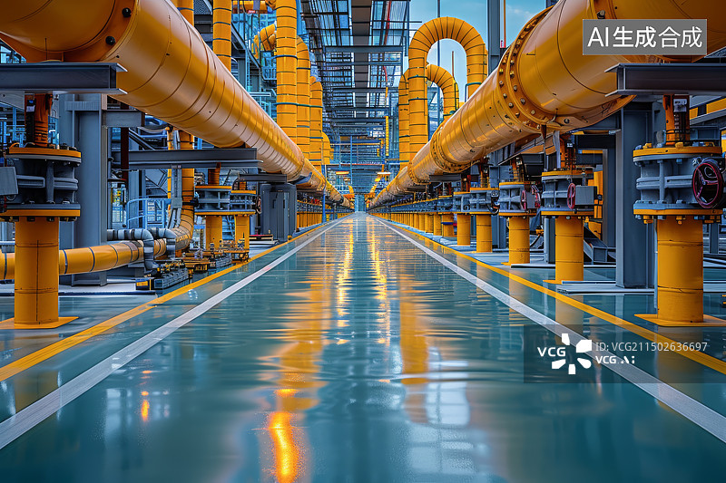 【AI数字艺术】石油天燃气输送管道，化工厂炼油厂设备图片素材