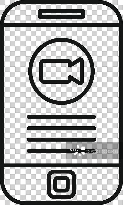 带视频通话图标的智能手机线条艺术图片素材