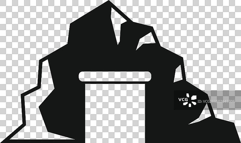 简约黑白山洞图片素材