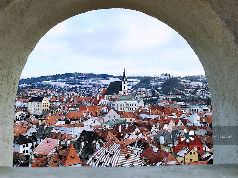 小雪后的捷克ck小镇图片素材