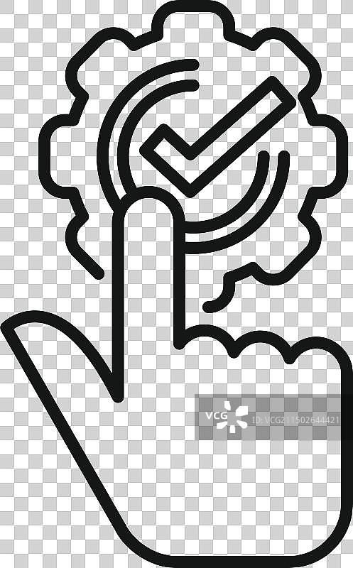 手点击复选标记图标线条艺术图片素材