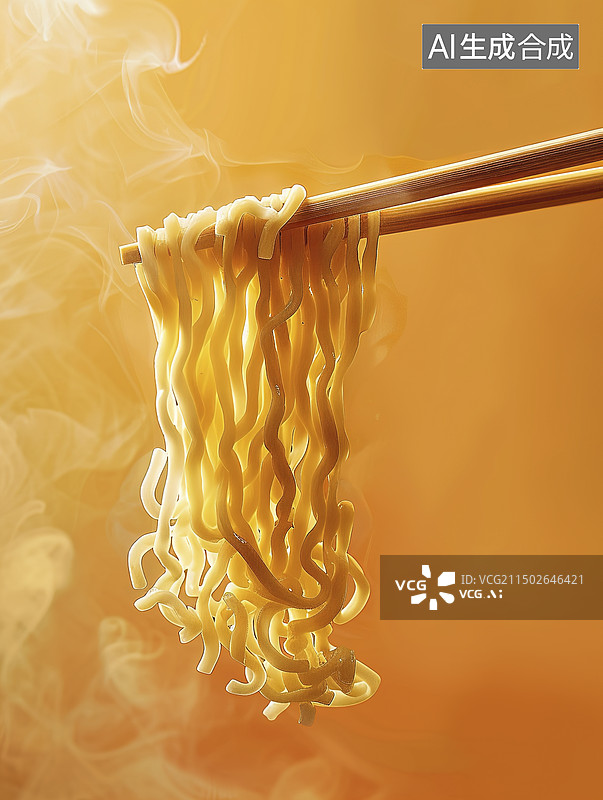 【AI数字艺术】筷子夹起方便面特写图片素材