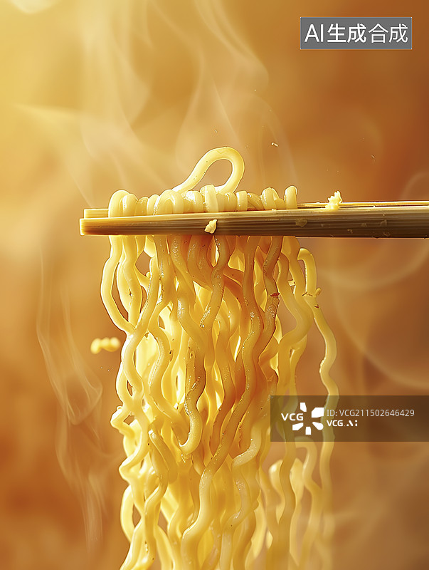 【AI数字艺术】筷子夹起方便面特写图片素材