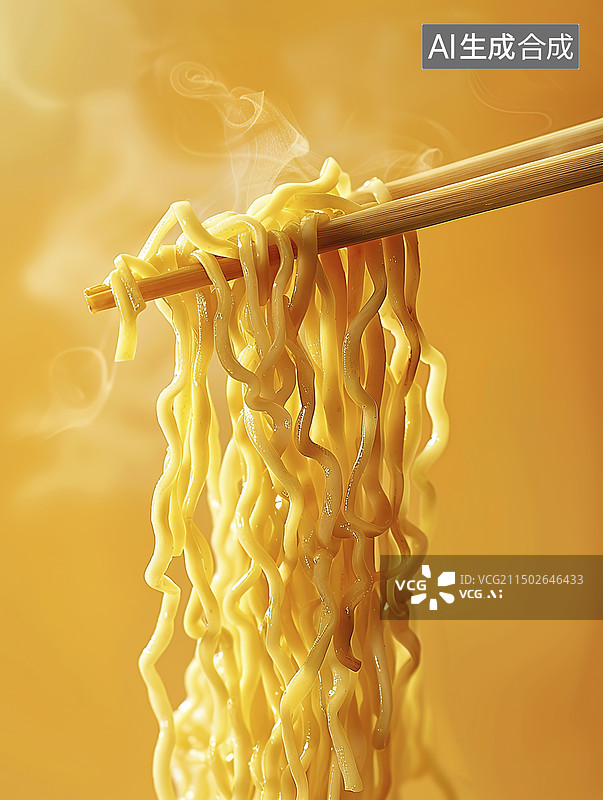 【AI数字艺术】筷子夹起方便面特写图片素材